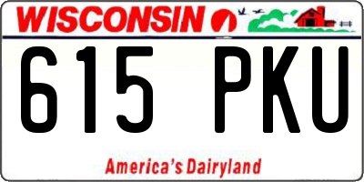 WI license plate 615PKU