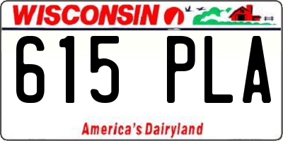 WI license plate 615PLA