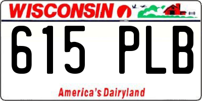WI license plate 615PLB