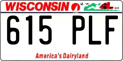 WI license plate 615PLF