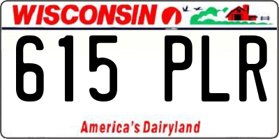 WI license plate 615PLR