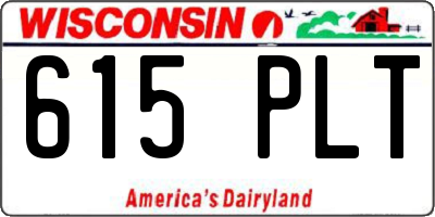 WI license plate 615PLT