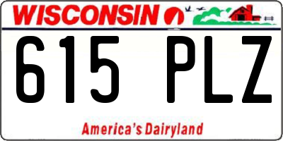 WI license plate 615PLZ