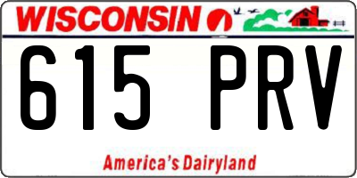 WI license plate 615PRV