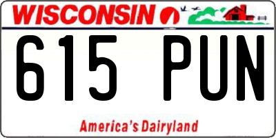 WI license plate 615PUN