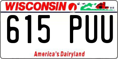 WI license plate 615PUU