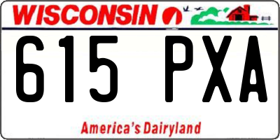 WI license plate 615PXA