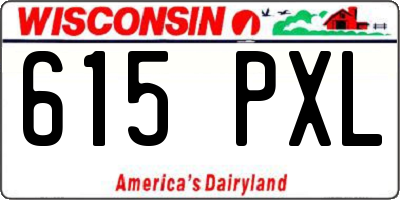 WI license plate 615PXL