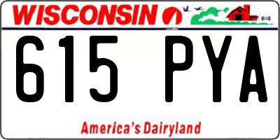 WI license plate 615PYA