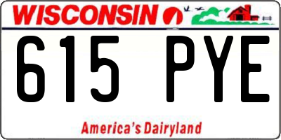 WI license plate 615PYE