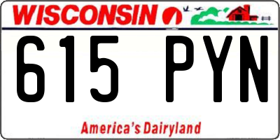 WI license plate 615PYN
