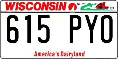 WI license plate 615PYO