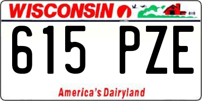 WI license plate 615PZE