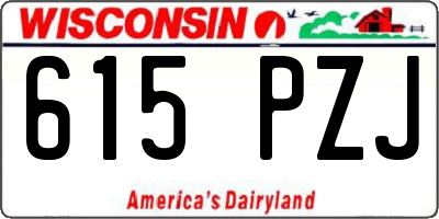 WI license plate 615PZJ