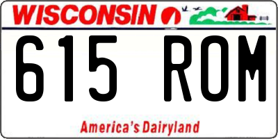 WI license plate 615ROM