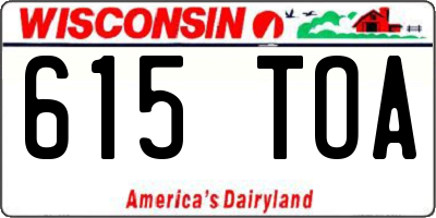 WI license plate 615TOA