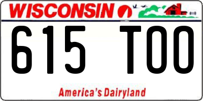 WI license plate 615TOO