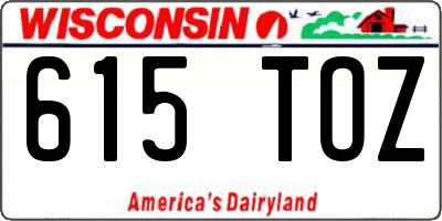 WI license plate 615TOZ