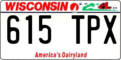 WI license plate 615TPX