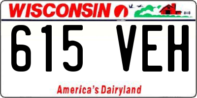 WI license plate 615VEH