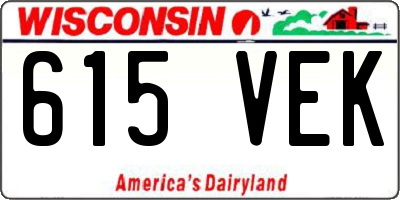 WI license plate 615VEK