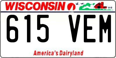 WI license plate 615VEM