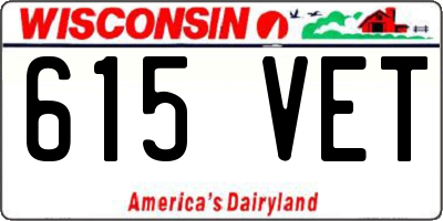 WI license plate 615VET