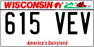 WI license plate 615VEV