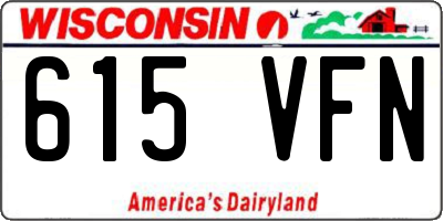 WI license plate 615VFN