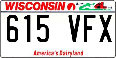 WI license plate 615VFX