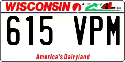 WI license plate 615VPM