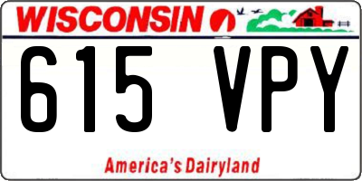 WI license plate 615VPY