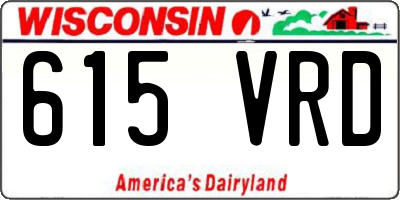 WI license plate 615VRD