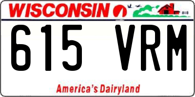 WI license plate 615VRM