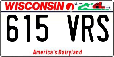WI license plate 615VRS