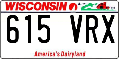 WI license plate 615VRX