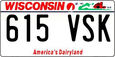 WI license plate 615VSK