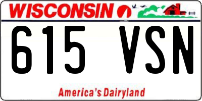WI license plate 615VSN