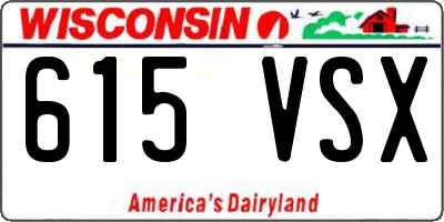 WI license plate 615VSX