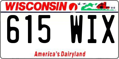 WI license plate 615WIX