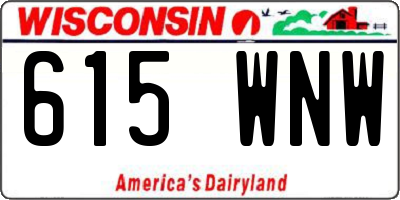 WI license plate 615WNW