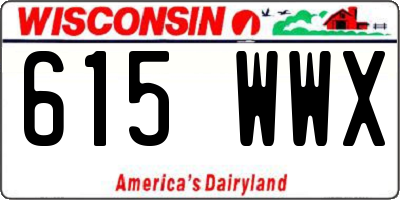 WI license plate 615WWX