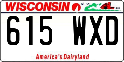 WI license plate 615WXD