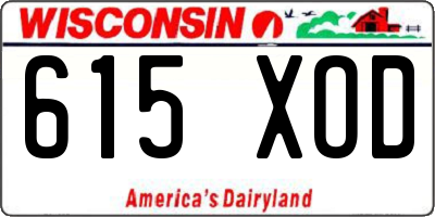 WI license plate 615XOD