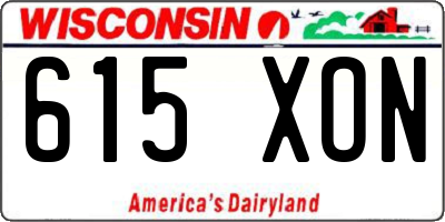 WI license plate 615XON
