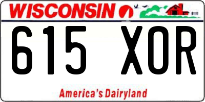WI license plate 615XOR