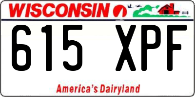 WI license plate 615XPF