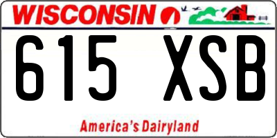 WI license plate 615XSB