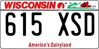 WI license plate 615XSD