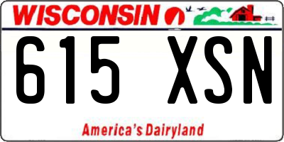 WI license plate 615XSN